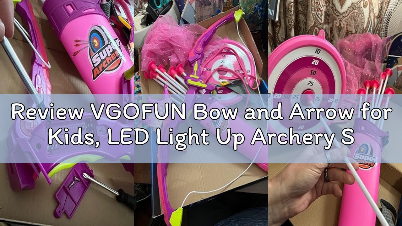 Review VGOFUN Bow and Arrow for Kids, LED Light Up Archery Set with Princess Cape and Crown, 10 Suct