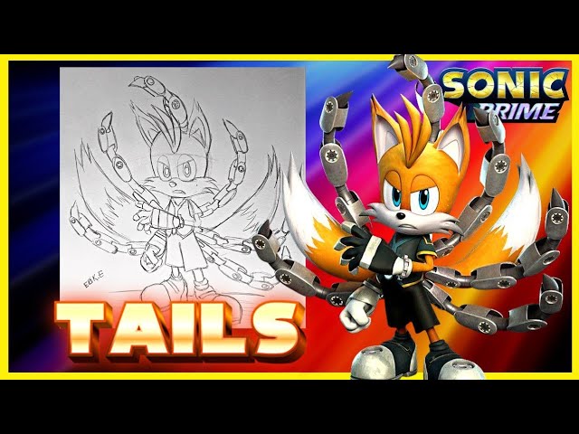 COMO DESENHAR O TAILS NINE DE SONIC PRIME SERIE NETFLIX - PASSO A