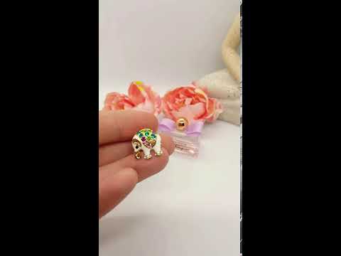 Мініатюрна брошка-пін "слон" емаль, кристали, видео 1