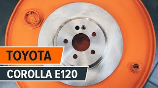 How to change rear brake discs and rear brake pads on TOYOTA COROLLA E120 TUTORIAL | AUTODOC