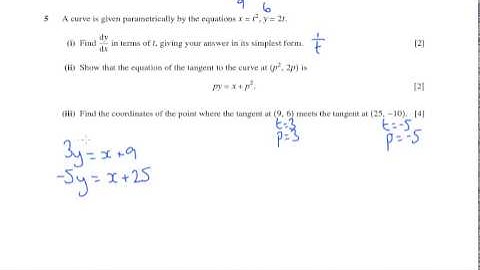 OCR Core 4 January 2006 q5iii - A2 Maths - Parametric Equations