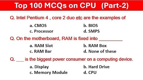 Top 100 MCQs on CPU | Part 2 | Computer Awareness MCQs | Important MCQs of Computer CPU