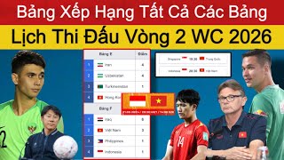 🛑 Bảng Xếp Hạng Tất Cả Các Bảng Vòng Loại 2 World Cup 2026 Khu Vực Châu Á | Lịch Thi Đấu VN - Indo