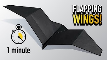 EASY Bat Paper Airplane that Flaps!!! — How to Make AeroDactyl in 1 Minute (60 seconds)