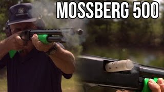 Mossberg 500 pump action shotgun- fast shooting and review with Jerry Miculek