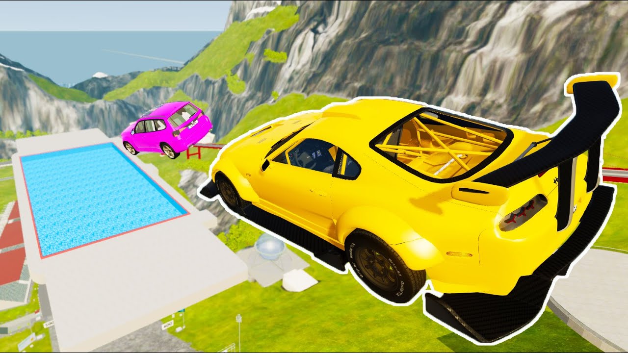 High Speed Jumps In Empty Pool (Crash Test) - BeamNG.drive High Speed Jumps In Pool (Crazy Cars)