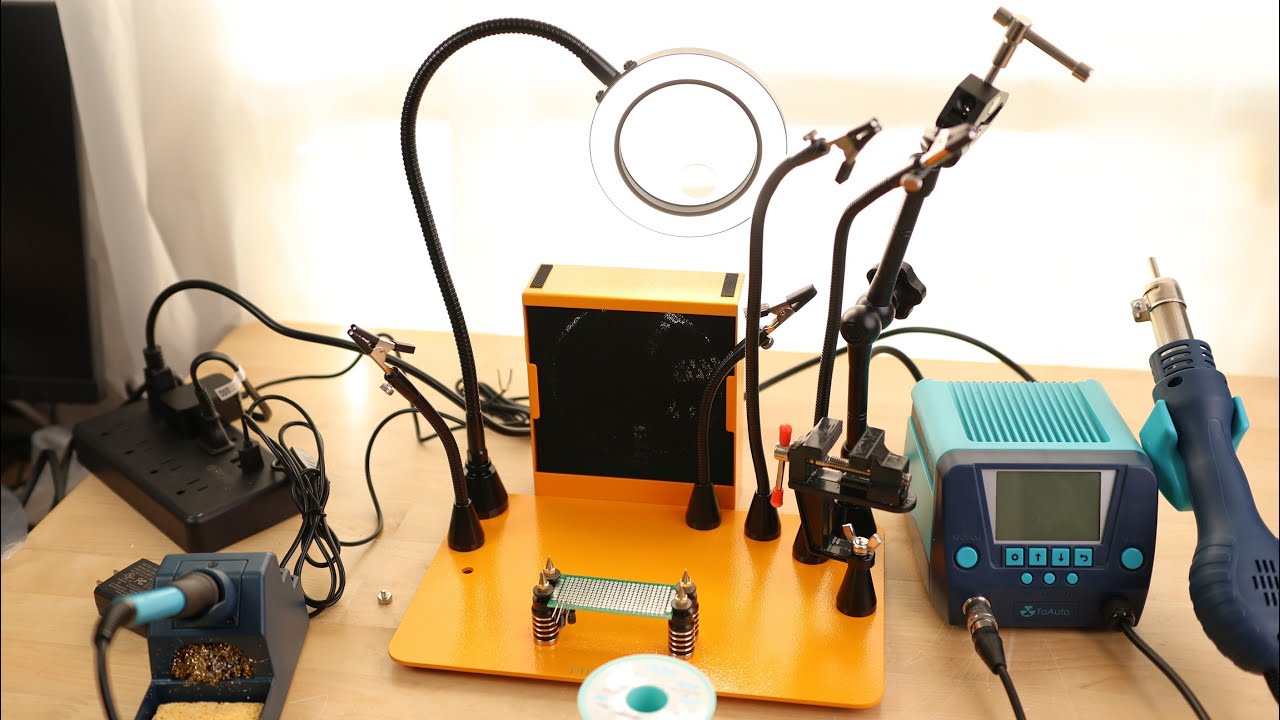 Magnetic Helping Hands Soldering Station – All-in-One With 10 Flexible Clips & Steel Base For PCB, Model Painting, Crafts