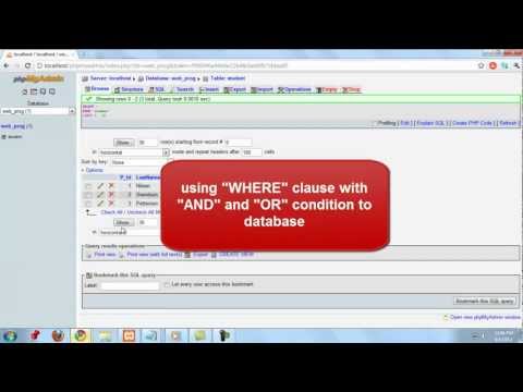 basic sql WHERE, AND & OR clause in phpMyAdmin