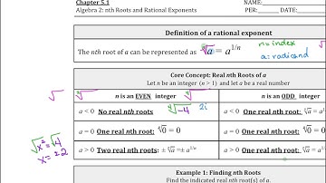 5.1 nth Roots and Rational Exponents Intro