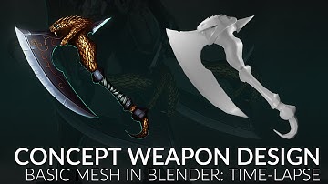 Creating a 3D Model in Blender. Time-lapse x4 speed. Snakehead Axe