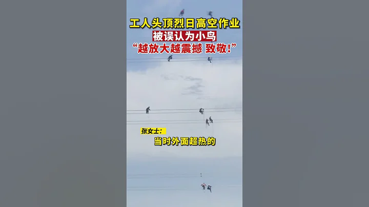 電力工人烈日下高空作業被誤認為小鳥，拍攝者：越放大越震撼…致敬高溫下的勞動者！#shorts - 天天要聞