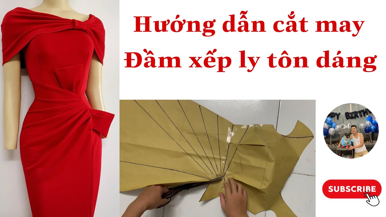 Cắt may đầm xếp ly bẹt vai/evening dress cutting