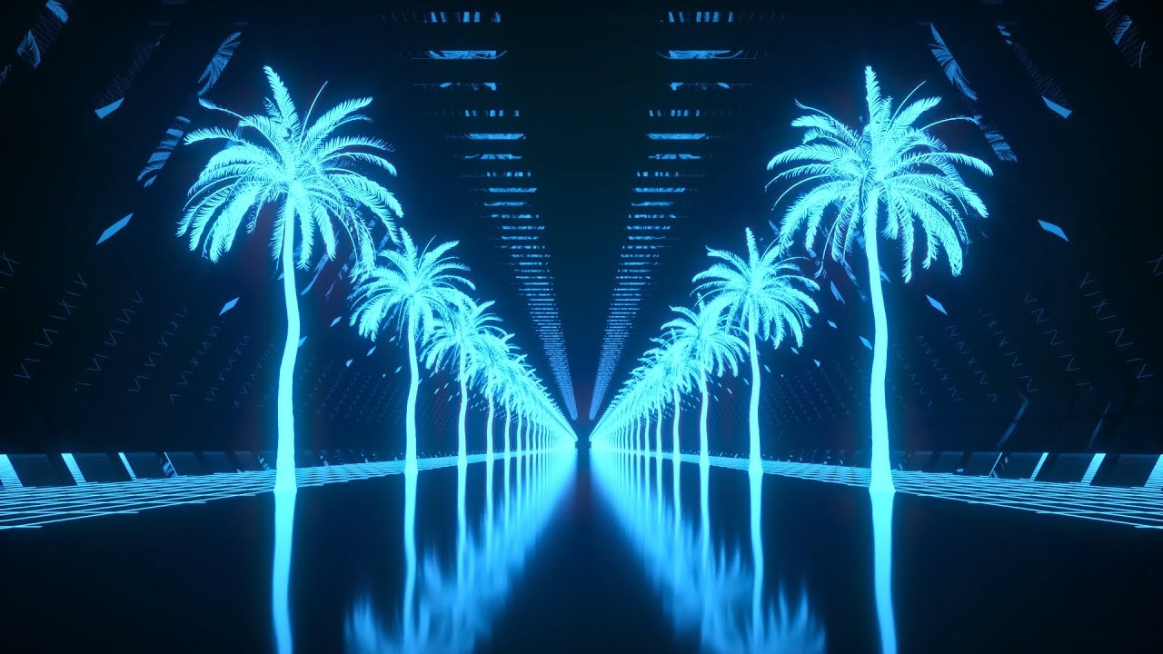 4K Video | Palm Neon Background Vj Loop | No Copyright Background Video | No Copyright Stock Video