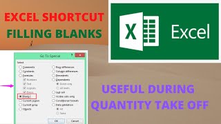 Quantity Surveying | Excel shortcut | Filling blanks | Saving time
