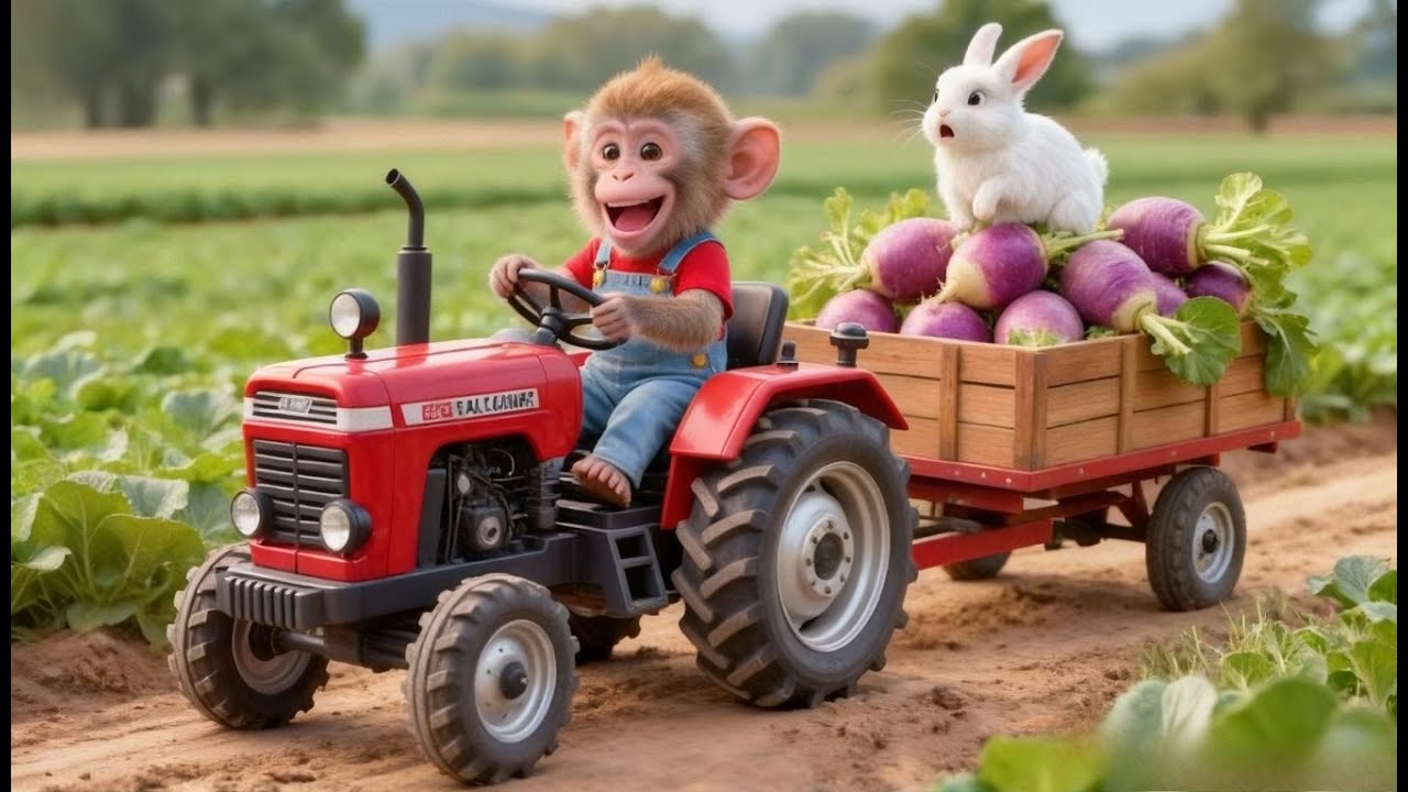 Monkey Nana Grows GIANT Radish! 🥕 Funny Rabbit Rescue