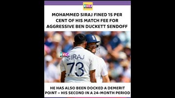 Mohammad Siraj fined 15 percent of match fee for aggressive Ben Duckett sendoff | #mohammadsiraj