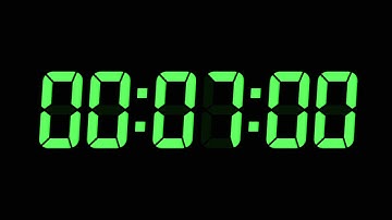 7 Minutes Digital Countdown Timer | Black Background | Green Text | No Sounds