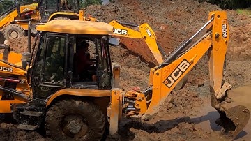 JCB Backhoe Loader Making A Bridge Foundation - JCB 4×4 Working Video