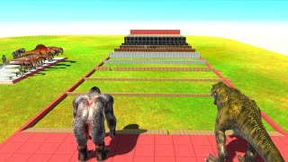 Carnivorous Dinosaur vs Mutant Primates race Through Blocks - animal revolt battle simulator