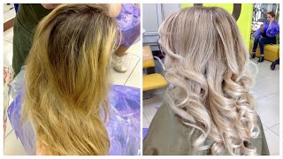 How to make pearl blond from yellow hair with balayazha | BALAYAGE CORRECTION