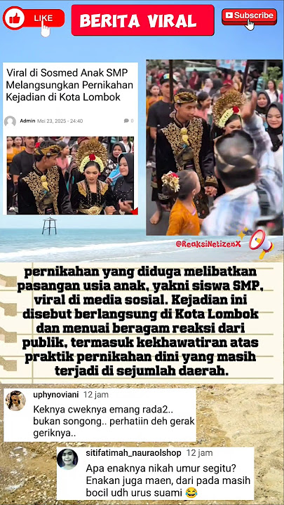 Viral di Sosmed Anak SMP Melangsungkan Pernikahan, Kejadian di Kota Lombok #shorts #shorts #short