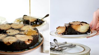 Dark Chocolate and Pear Cake with Ginger Poached Pears + Ginger Caramel Recipe || William's Kitchen