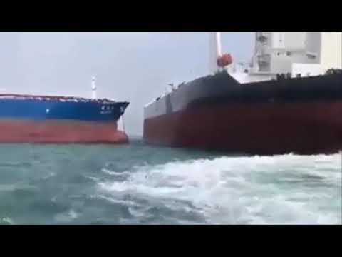 VLCC Tankers Ship Collision at Sea - YouTube