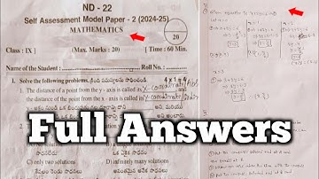 Ap 9th class maths Fa2 question paper and Full answers 2024|9th self assessment 2 maths answer key