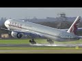 10 Minutes of Heavy Midday Departures & Arrivals at Manchester Airport- WET Runway- Spray!