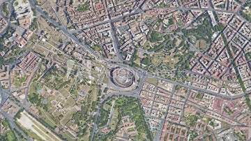Zoom in from space and focus on Italy, Rome. 3D Animation.