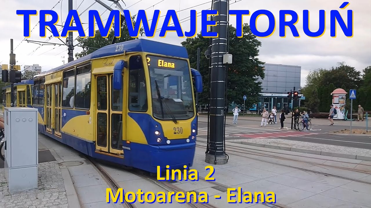 Tramwaje Toruń. Linia 2 Motoarena - Elana./CABVIEW - Ride on tram line 2 in Toruń (Poland).