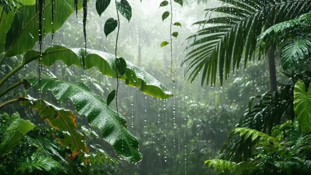 Relaxing Sound of Rain and Wind in Forest 10 Hour / Rain Drops Falling ...