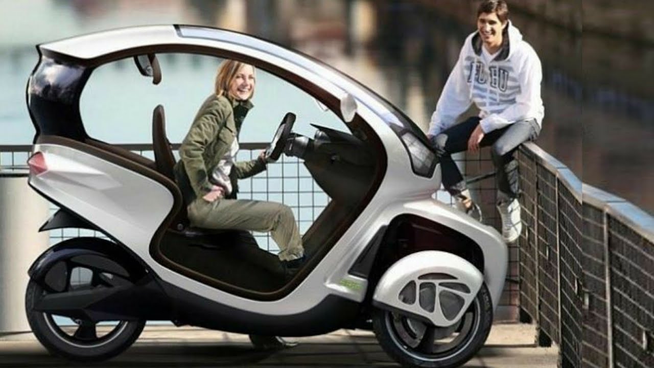 Скутер автомобильного. Icona e3wm Electric 3 Wheel mobile. 3 Wheels Electric Scooter. Скутер с крышей. Трехколесный скутер.