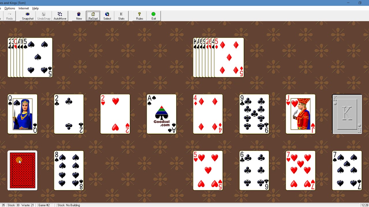 Правила игры Kings Solitaire. Ace King.