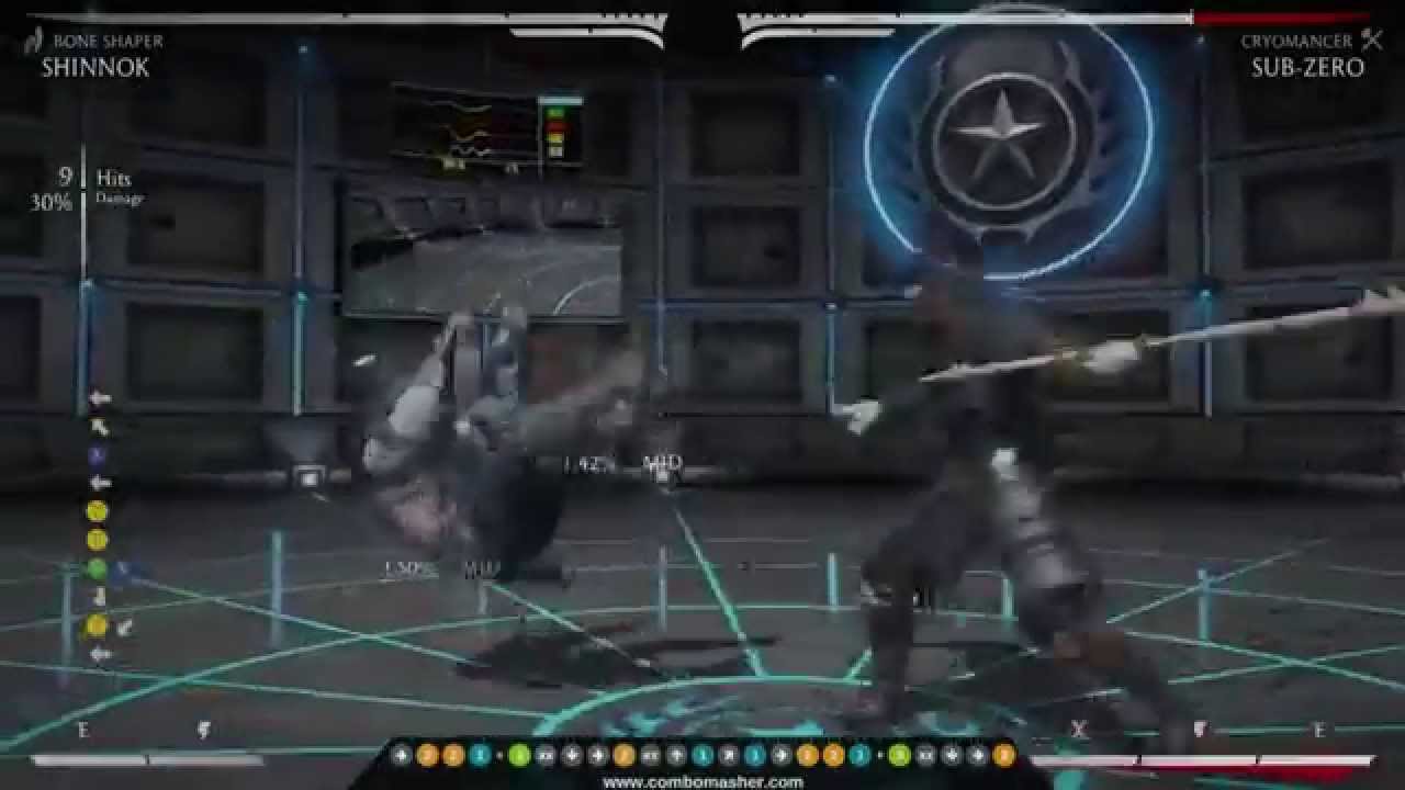 Shinnok Combo | Bone Shaper | MKX | Midscreen - 1 meter 35% damage