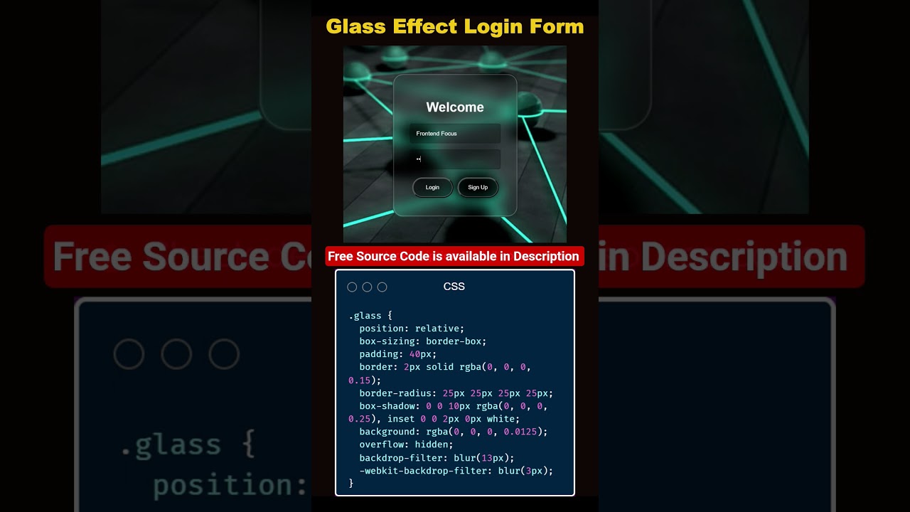 🔥 Glassmorphism Login Page | HTML & CSS | Modern UI 