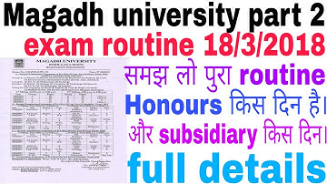 Magadh university part 2 exam routine समझ लो सभी अच्छे से किस दिन कौन सा  exam  है।