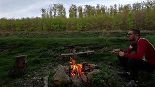 Peaceful spring bikepacking overnight in a wooden shelter - Tribeč Slovakia