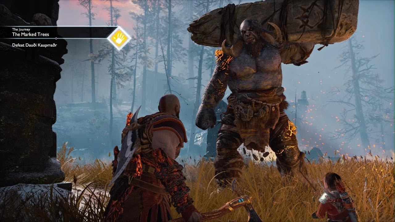 God of War 4 Ares Spartan Warrior: The Marked Trees Fighting Troll ...