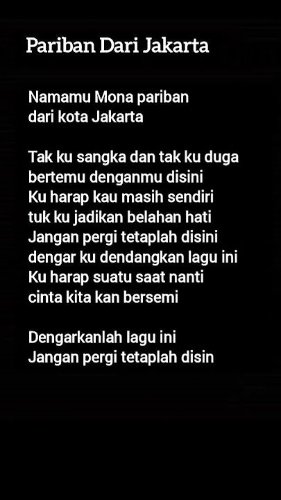pariban dari kota jakarta #lyrics Part II#shorts