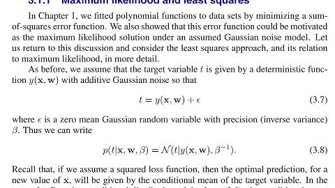 3 - Maximum likelihood and least squares LR implemented (3.1.1 in Bishops PRML)