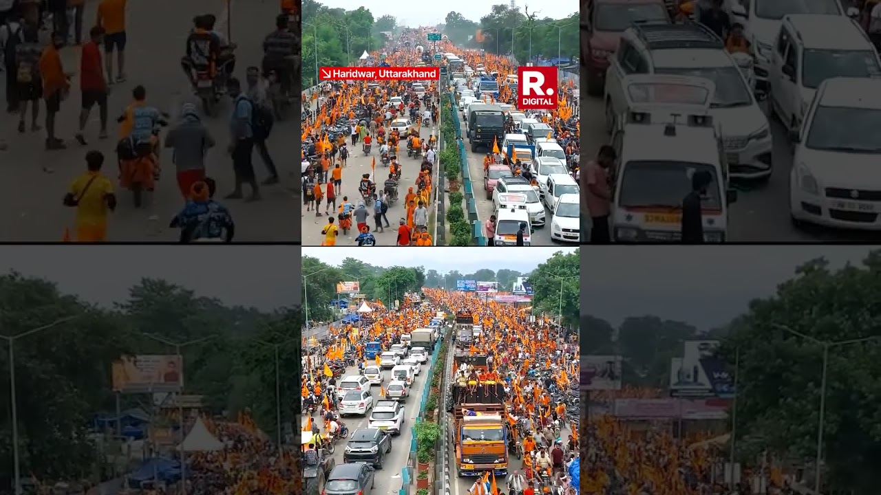 Huge rush of Kanwarias in Haridwar’s Har-Ki-Pauri During Shravan Month
