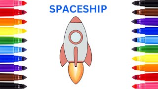 How to Draw a Spaceship 🚀 for kids. Simple and Easy Drawing for little Artists #drawing #artist