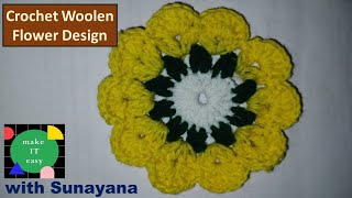Easy Beautiful Woolen Flower Design ǀǀ Make It Easy With Sunayana