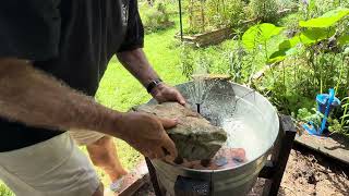 Washtub with solar Poposoap fountain @LSatch