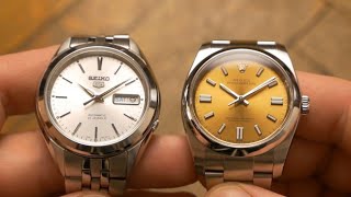 $60 vs. $6.000 watch - Seiko 5 vs. a 100x MORE EXPENSIVE Rolex Oyster Perpetual