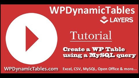 Create WordPress Dynamic Table Table using a MySQL query