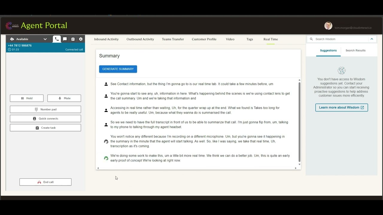 Realtime Call Transcription & Automatic Summary Generation for Amazon Connect