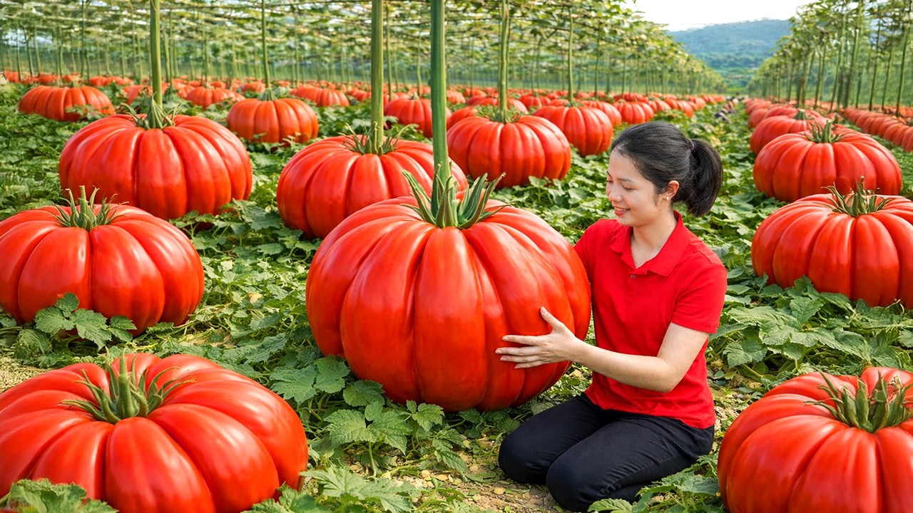 Harvesting Giant Organic Roma Tomatoes Go To Market Sell - Traditional Cooking | Phương Harvest