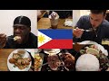 TRYING FILIPINO FOOD FOR THE FIRST TIME!! Halo Halo , Lechon, Sisig, Kare Kare, Jollibees